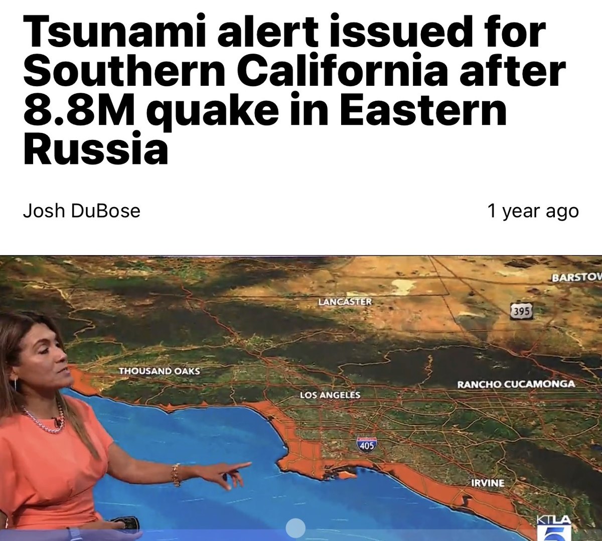 Tsunami alert for Southern California