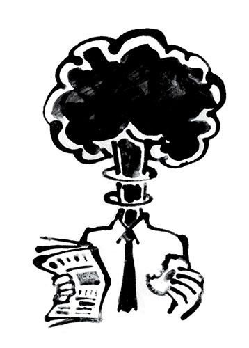 drawing of a man with a cloud on his head