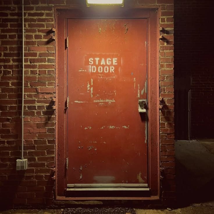 a red stage door