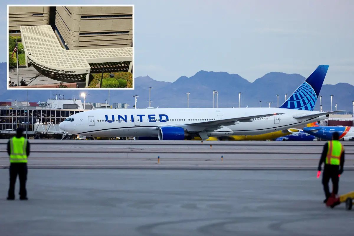 A United jet on the tarmac at Harry Reid International Airport in Las Vegas